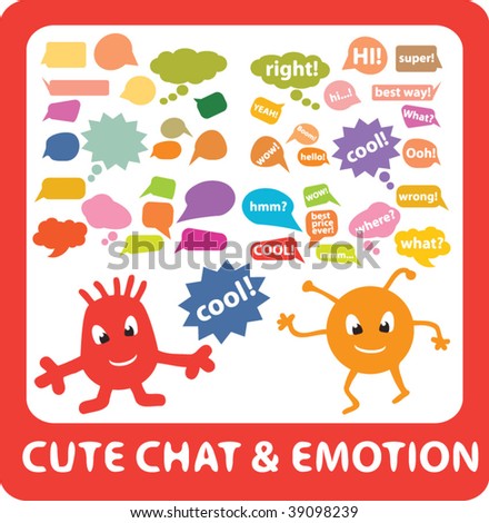 cute chat & emotion signs. vector