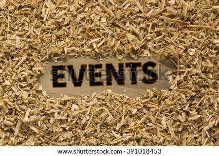 EVENTS word on wood