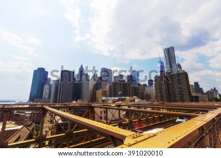 Skyline of Manhattan from Manhattan Bridge.