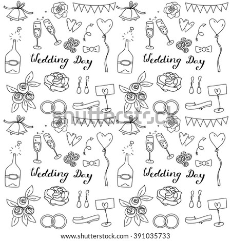 Wedding hand drawn isolated doodle icon illustrations