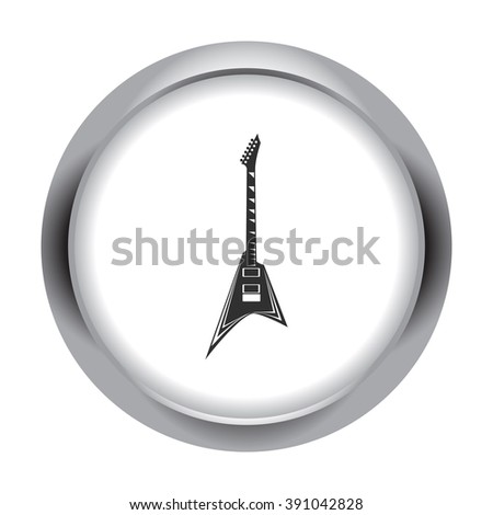 Electric guitar flying V form  simple icon on round background