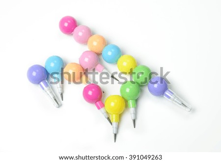 Pencil and pin for learning on a white background in thailand