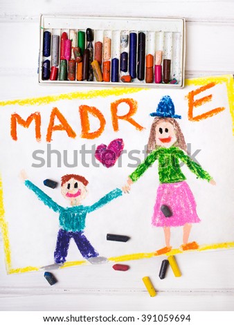 Colorful drawing - Mothers Day card with word MADRE