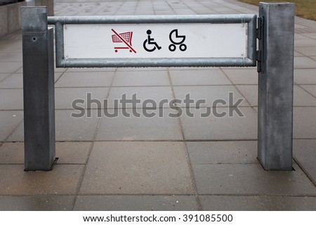 Shop exit for physically challenged persons and strollers, street view