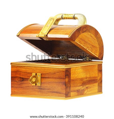 treasure chest money box with a coin slot isolated on white background