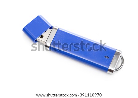 old flash drive on the white background
