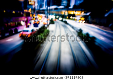 Bokeh Background of moving through Hong Kong street at night