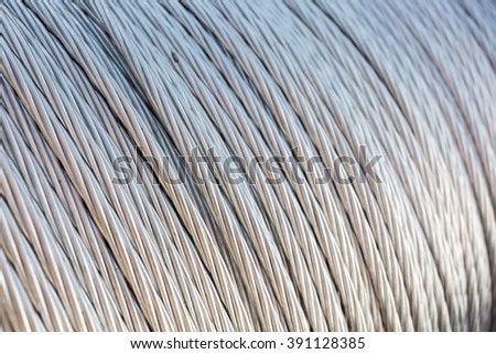 Steel wire rope cable, selective focus.