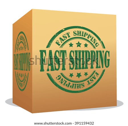 fast shipping box on a white, vector illustration