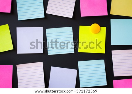 paper note on empty Blank chalkboard magnet. blank notes. sticker note empty space for add text.