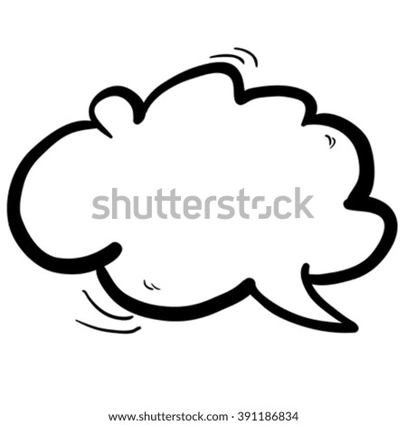 simple black and white freehand drawn cartoon cloud speech bubble
