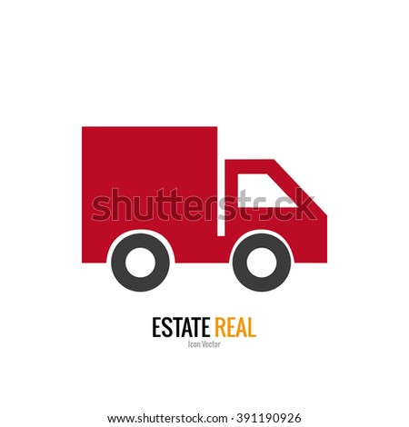 Isolated truck icon on a white background with text