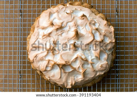 Meringue topping on pie photographed from above