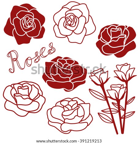 Rose hand drawn clip art background icons