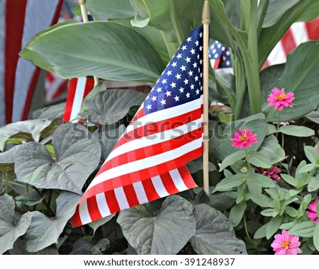 American Flags in a flower pot