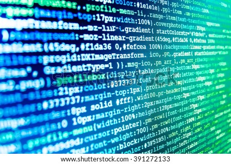Programming code abstract screen of software developer. Website programming code. Technology background. (Code is my own property there is no risk of copyright violations)