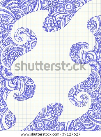 Hand-Drawn Abstract Swirly Border Sketchy Notebook Doodles Vector Illustration