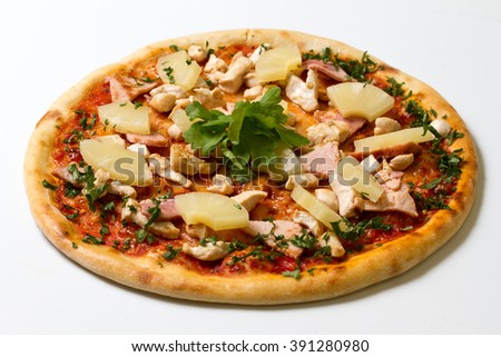 one pizza on a white background