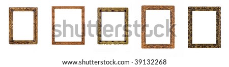 Collage of beautiful wooden carved Frames for picture or portrait over white. Full-size images are in my portfolio