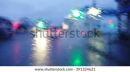 Droplets of water on glass. Intentional blur