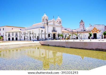 Square of Lagos city in Algarve, Portugal Royalty-Free Stock Photo #391331293