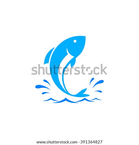 Fish logo template. Creative vector symbol of fishing club or online shop. Royalty-Free Stock Photo #391364827
