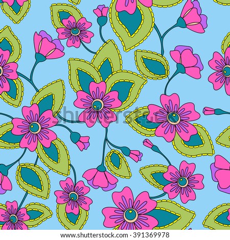 Vector colorful flowers pattern