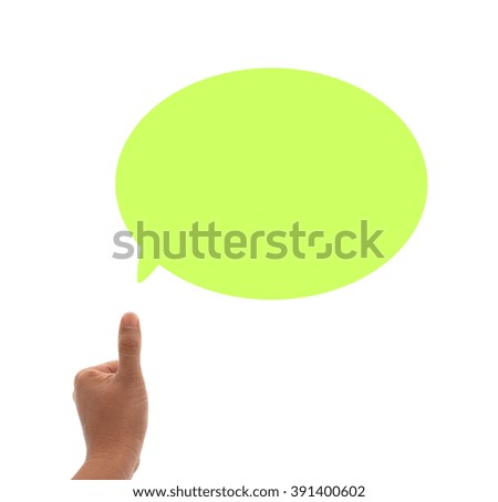 thumb up and opening  speech isolated with white background
