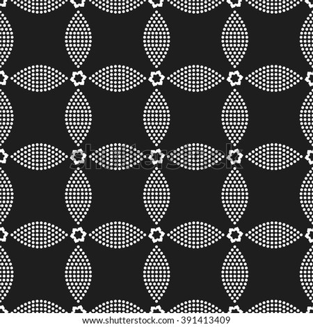 Vector Seamless Circle pattern. Dotted Petals. Flower pattern. Floral background. Ethnic background for textile or paper. Abstract Black and White Background. Geometric Pattern.Vector Regular Texture 