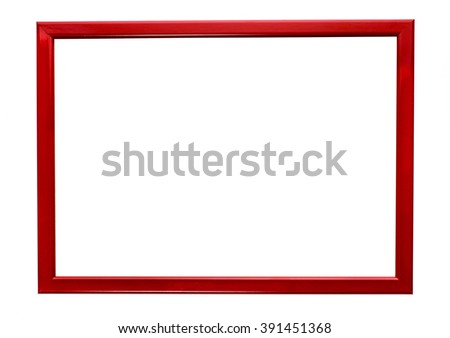 Wooden red picture frame isolated on white background. High resolution photo.
