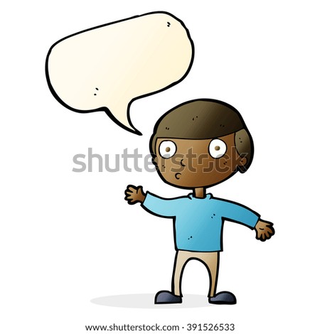 cartoon waving man with speech bubble