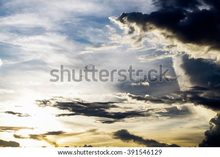 dramatic sky with cloud at sunset