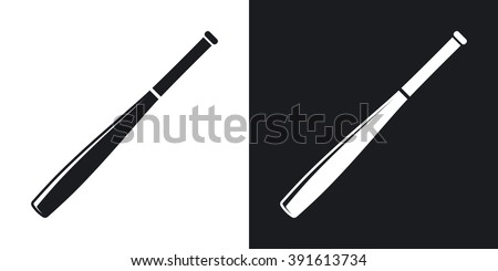 Vector baseball bat icon. Two-tone version on black and white background