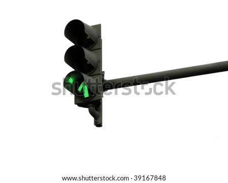 Traffic light in green isolated on white background