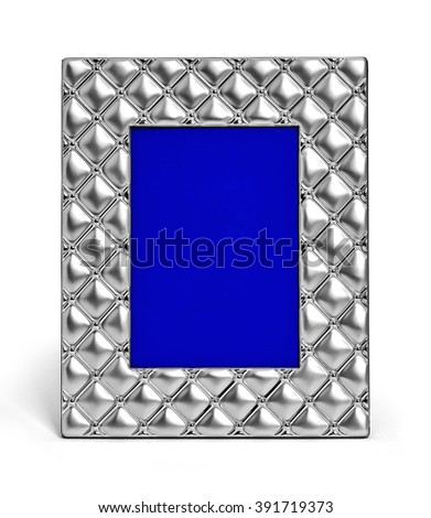 Blank silver photo frame isolated on white background with clipping path.