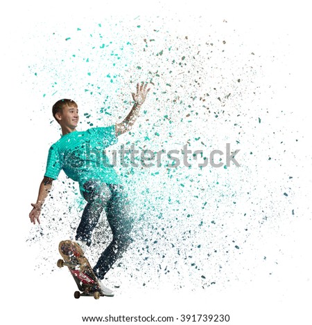 Guy riding skateboard