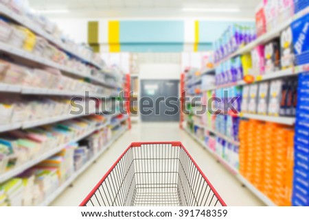 Shopping cart in supermarket.