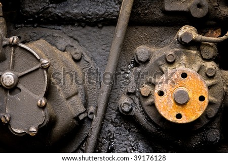 close-up old diesel car engine