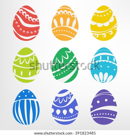 Set of Easter eggs with ornaments. Vector illustration 