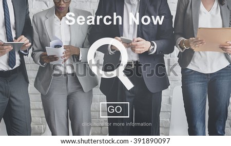 Search Now Searching Magnifying Seeking Concept