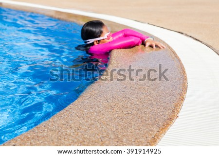 blurry images of children playing in the pool