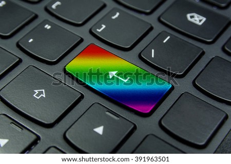 Close-up the Enter symbol and have Rainbow color button isolate black keyboard