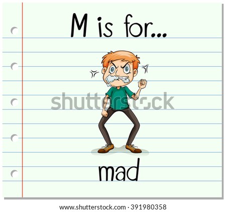 Flashcard letter M is for mad illustration