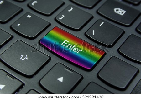 Close-up the Enter button and have Rainbow color isolate black keyboard