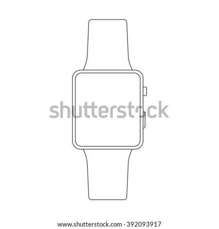 Outline smartwatch icon. Vector outline iwatch. Smartwatch similar to iWatch. Isolated on white. Royalty-Free Stock Photo #392093917