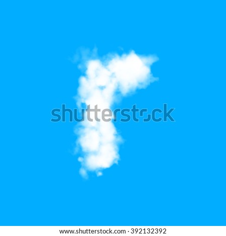 English lowercase letter from cloud on blue sky background