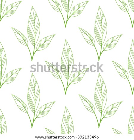 green seamless leaves isolated on white background. vector illustration