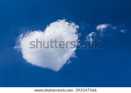 blue sky and heart-shaped cloud