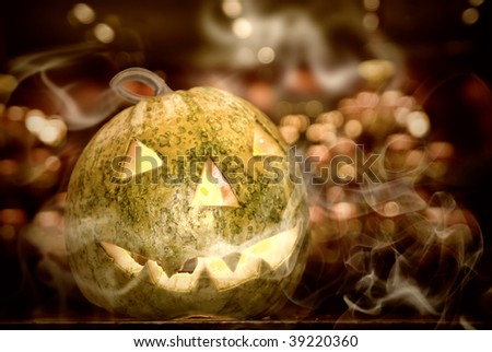 halloween pumpkin with smoke