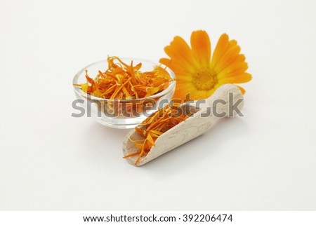Pot marigold flower and dried petals